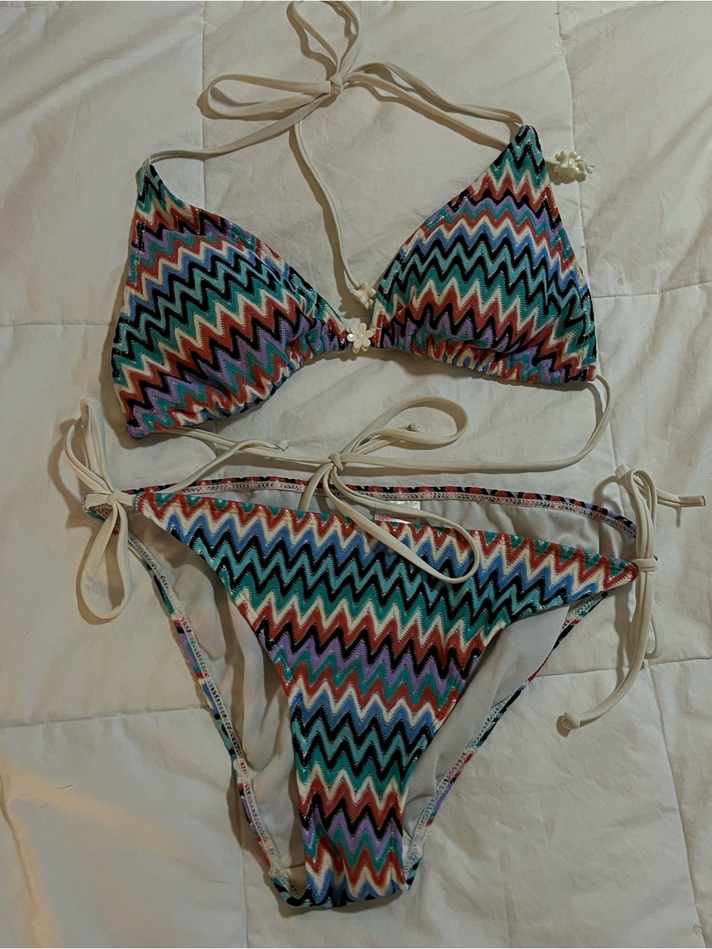 Women’s Multicolor Zigzag Triangle Bikini Set